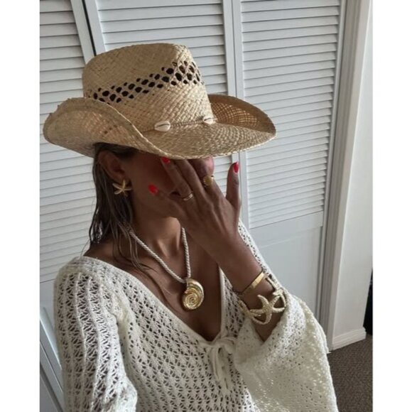 Lack of Color Seashells Cowboy Hat in Natural Small Womens Beach Western - Picture 13 of 16